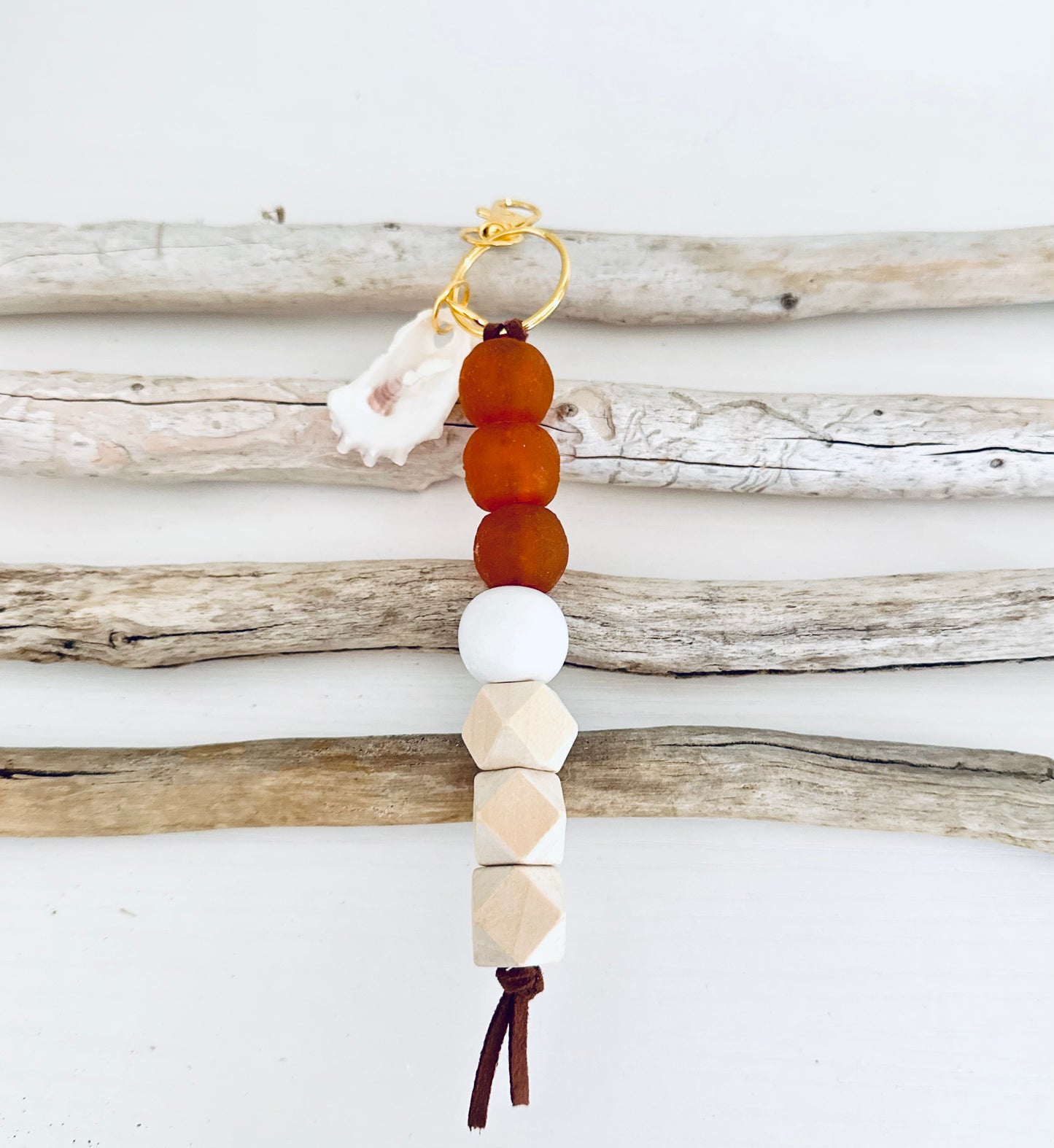 Sea Glass + Oyster Shell Keychain 4 colors