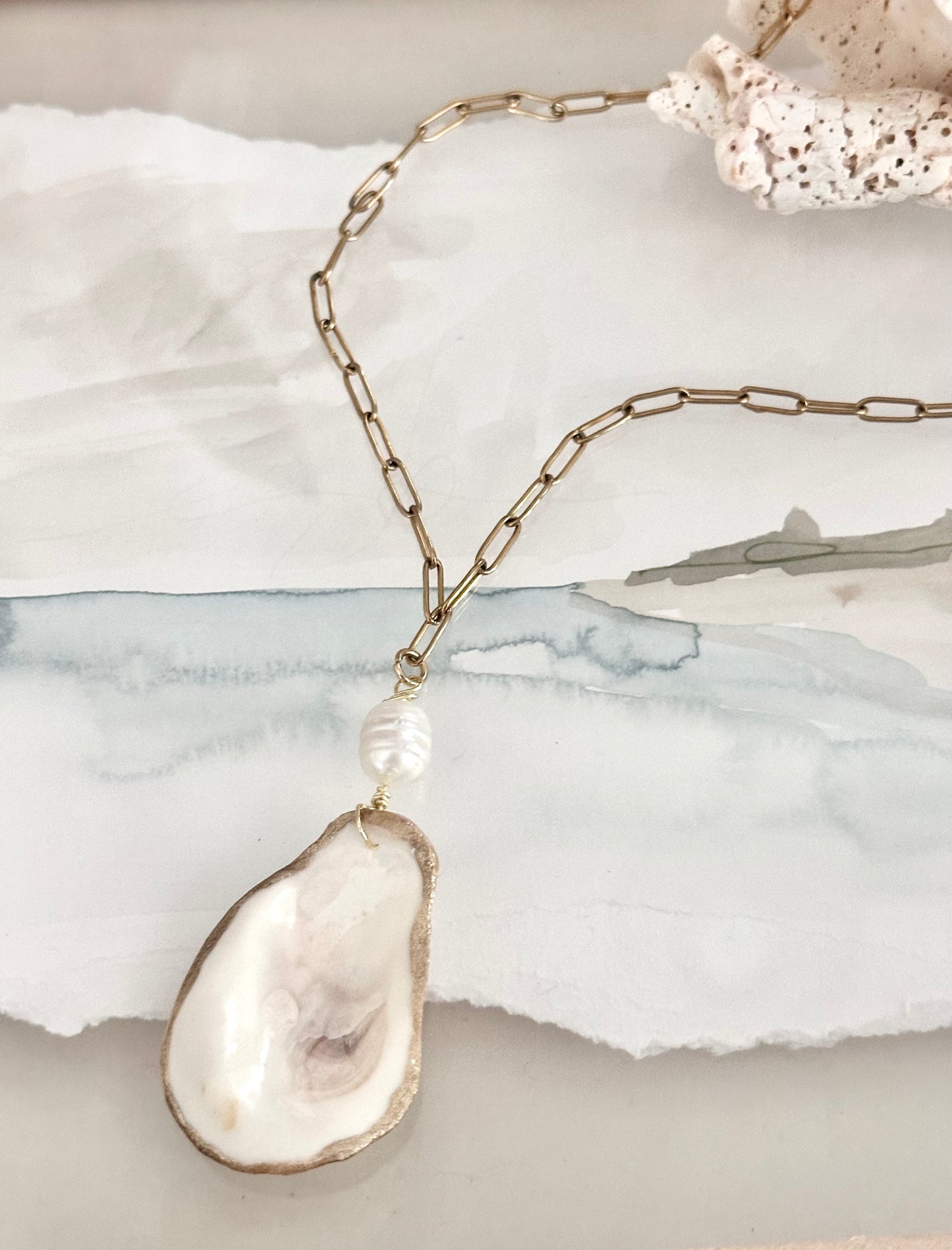 No Grit, No Pearl Oyster Shell Necklace