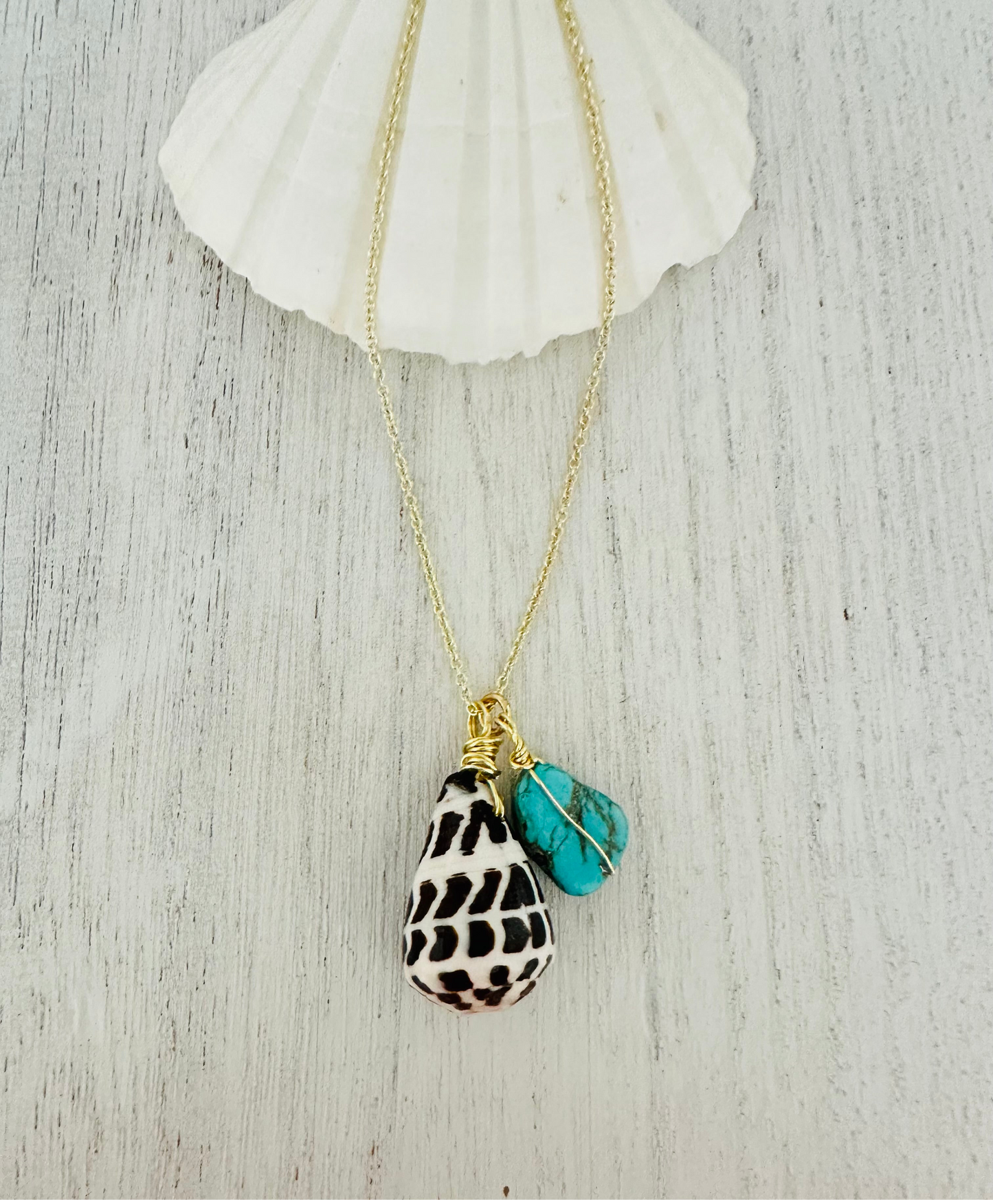 Salt + Stone Shell + Turquoise Necklace