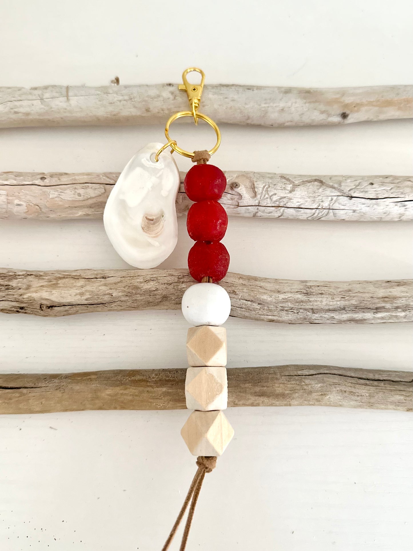 Sea Glass + Oyster Shell Keychain 4 colors
