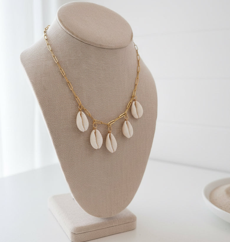 Five Tides Cowrie Necklace | Gold PVD Paperclip Chain