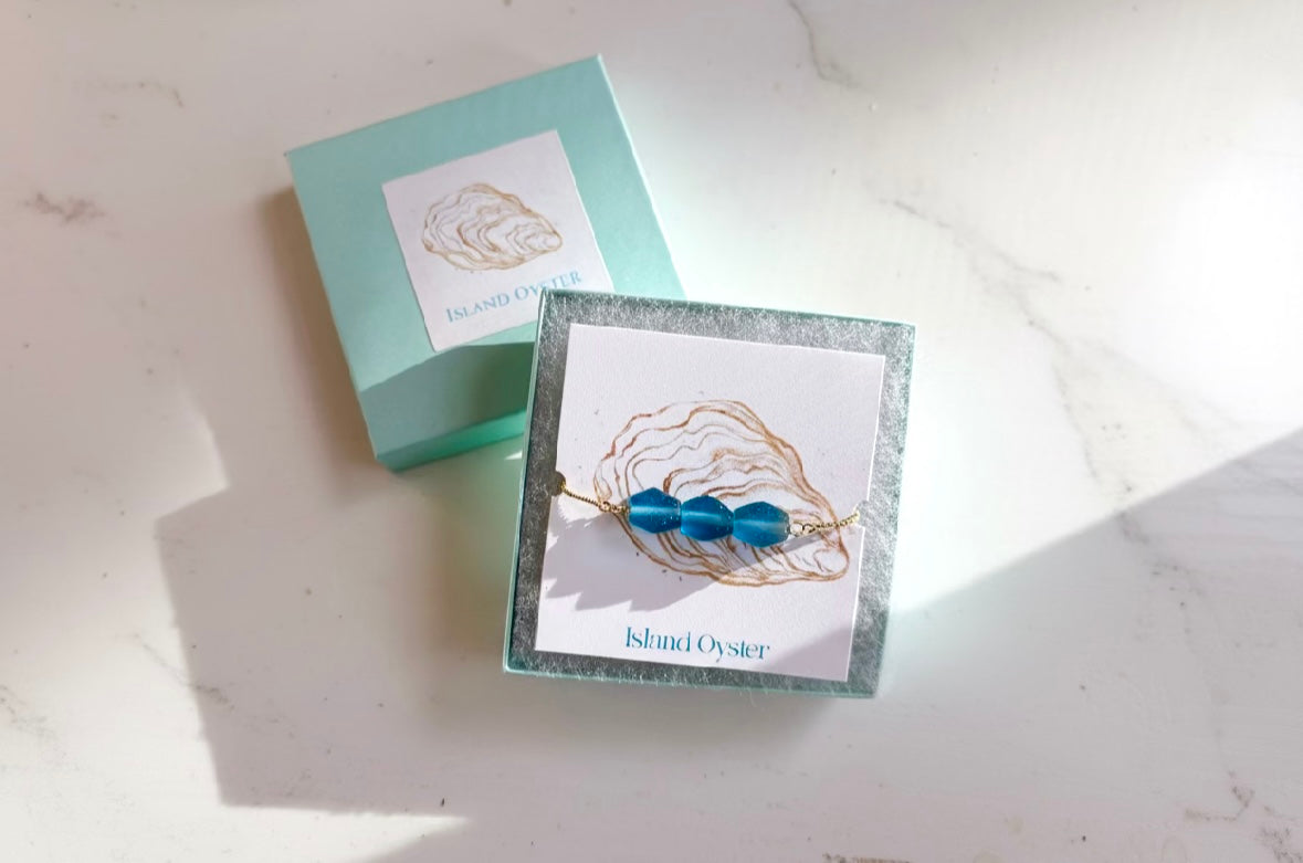 Lowcounty Blue Sea Glass Adjustable Bracelet