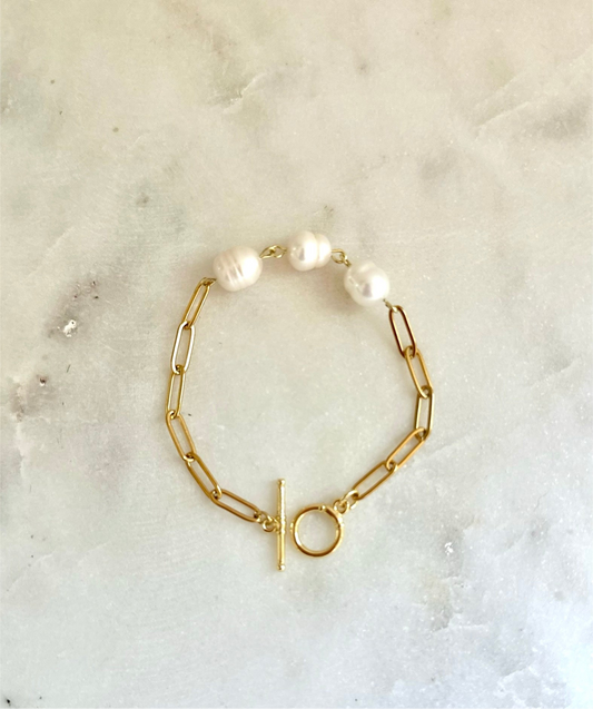 3 Pearl Toggle Bracelet