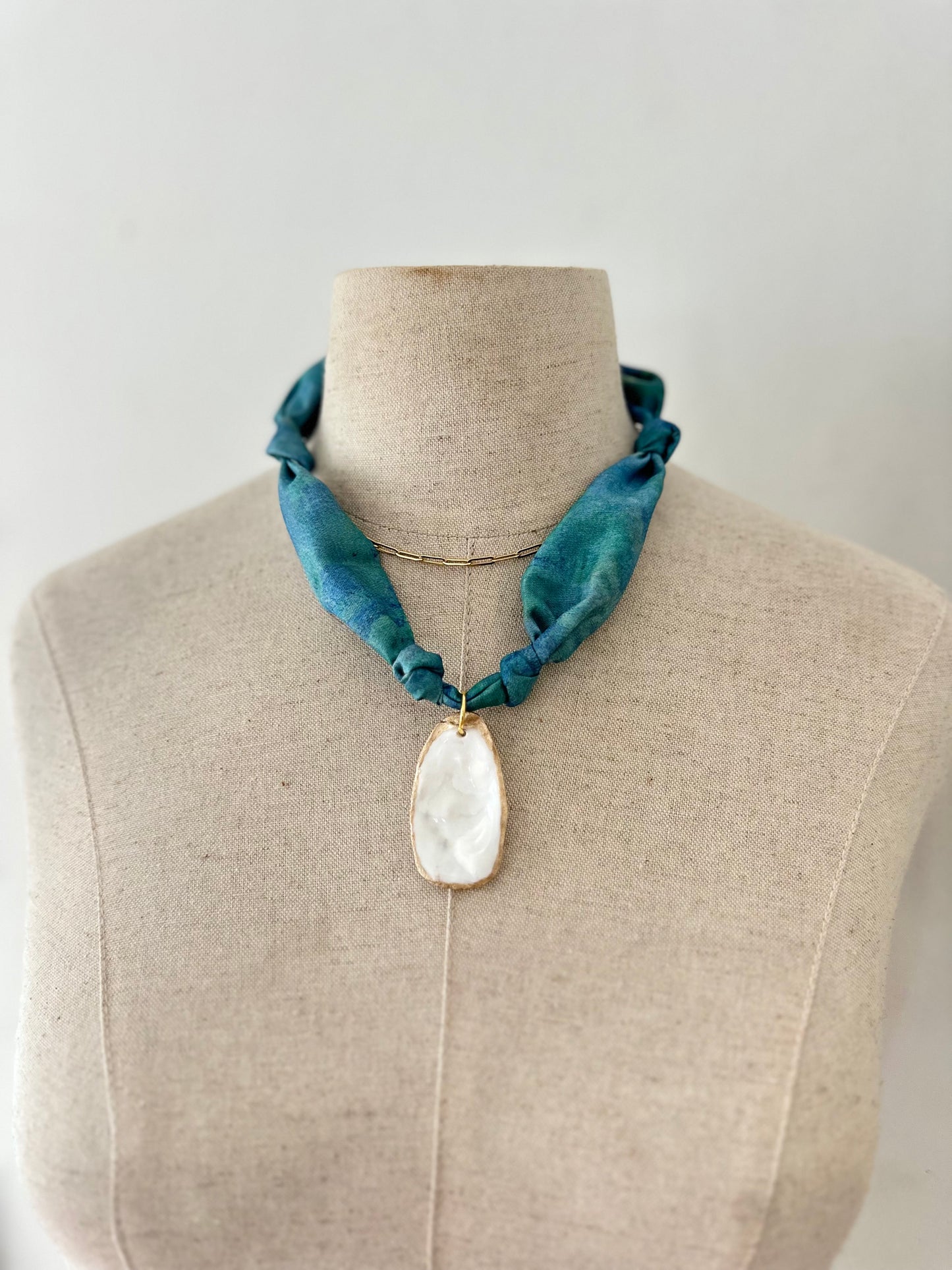 Knotted Scarf + Oyster Necklace | Watercolor Art