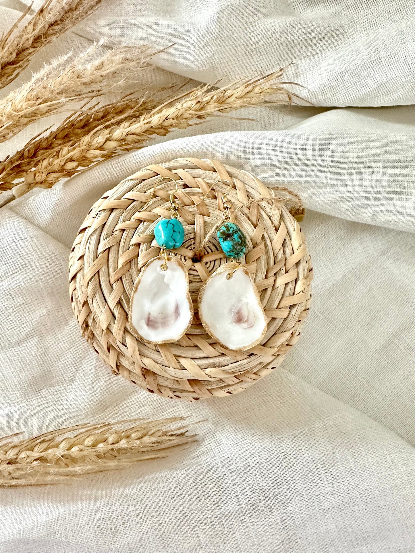 Turquoise Oyster Shell Earrings