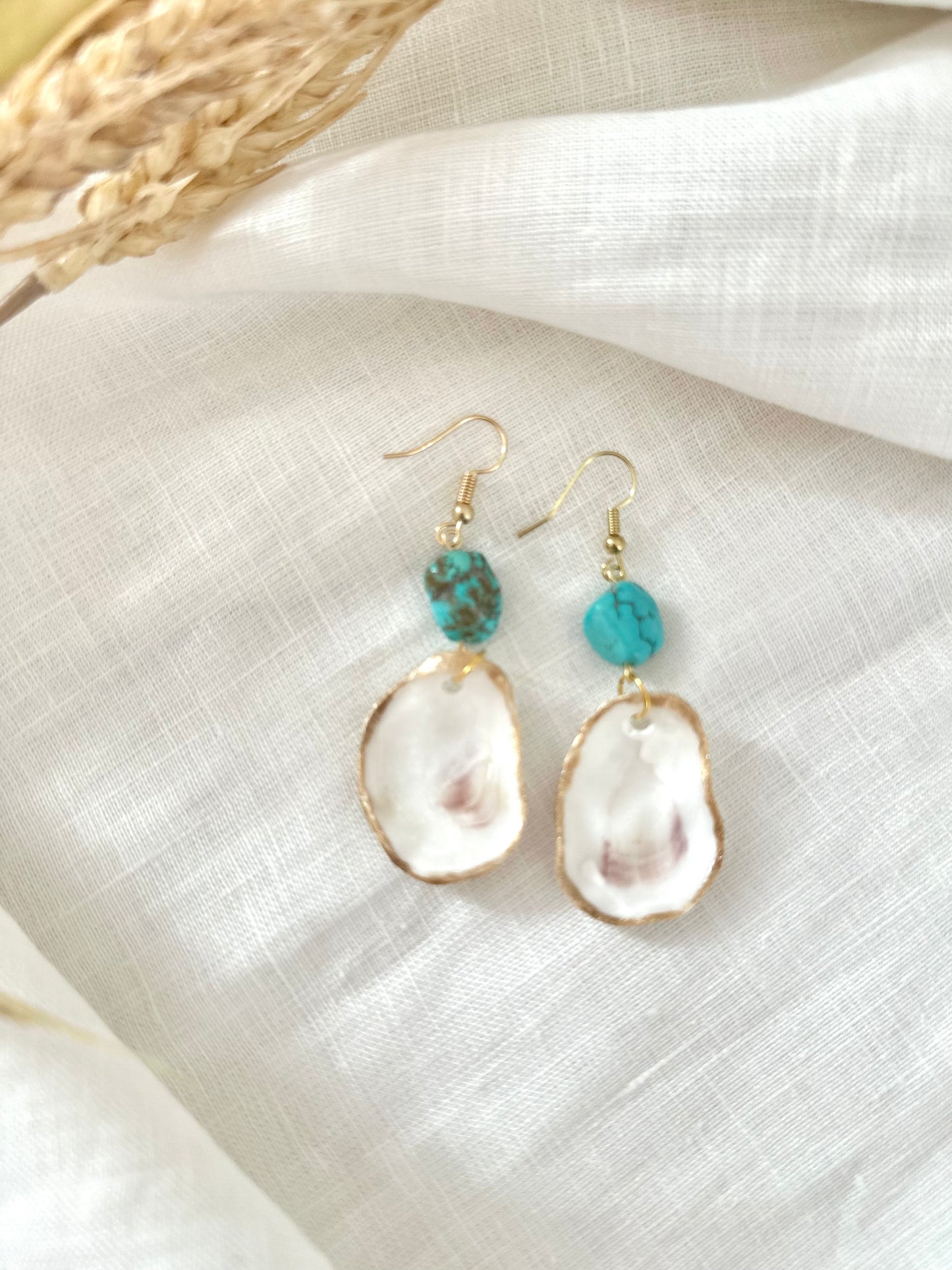 Turquoise Oyster Shell Earrings