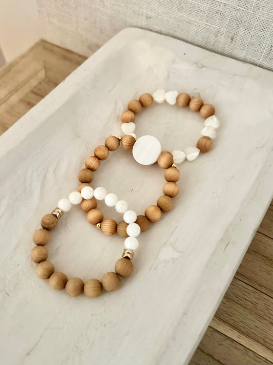 Sandalwood + Shell Bracelet Collection