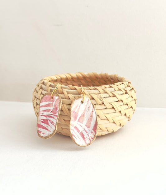 Pink Palms Oyster Shell Earrings