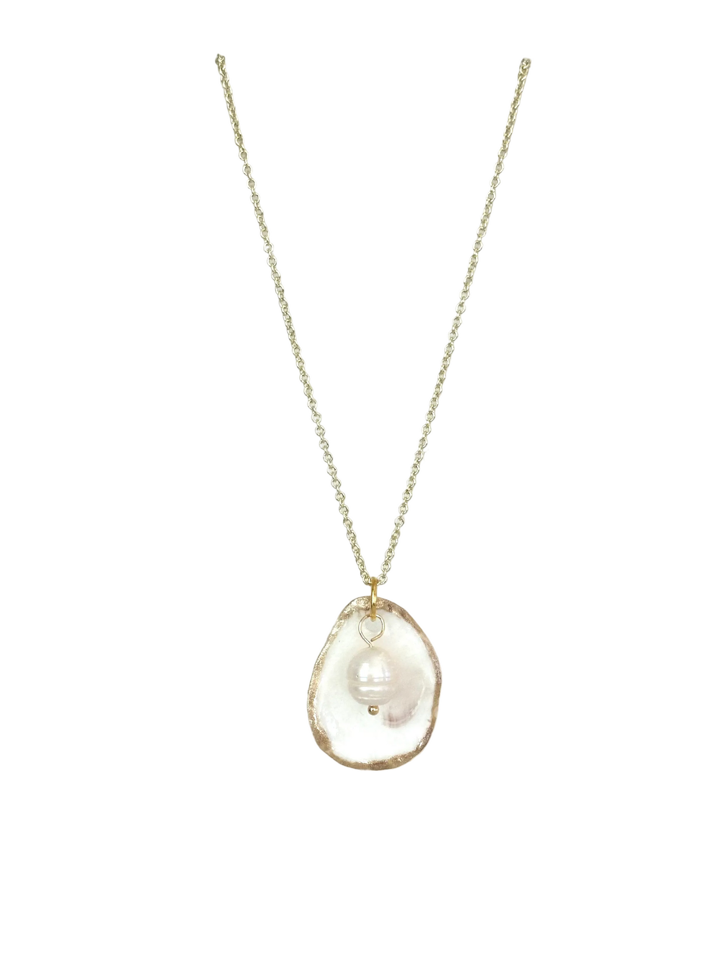 Beachcomber Oyster Shell + Pearl Necklace