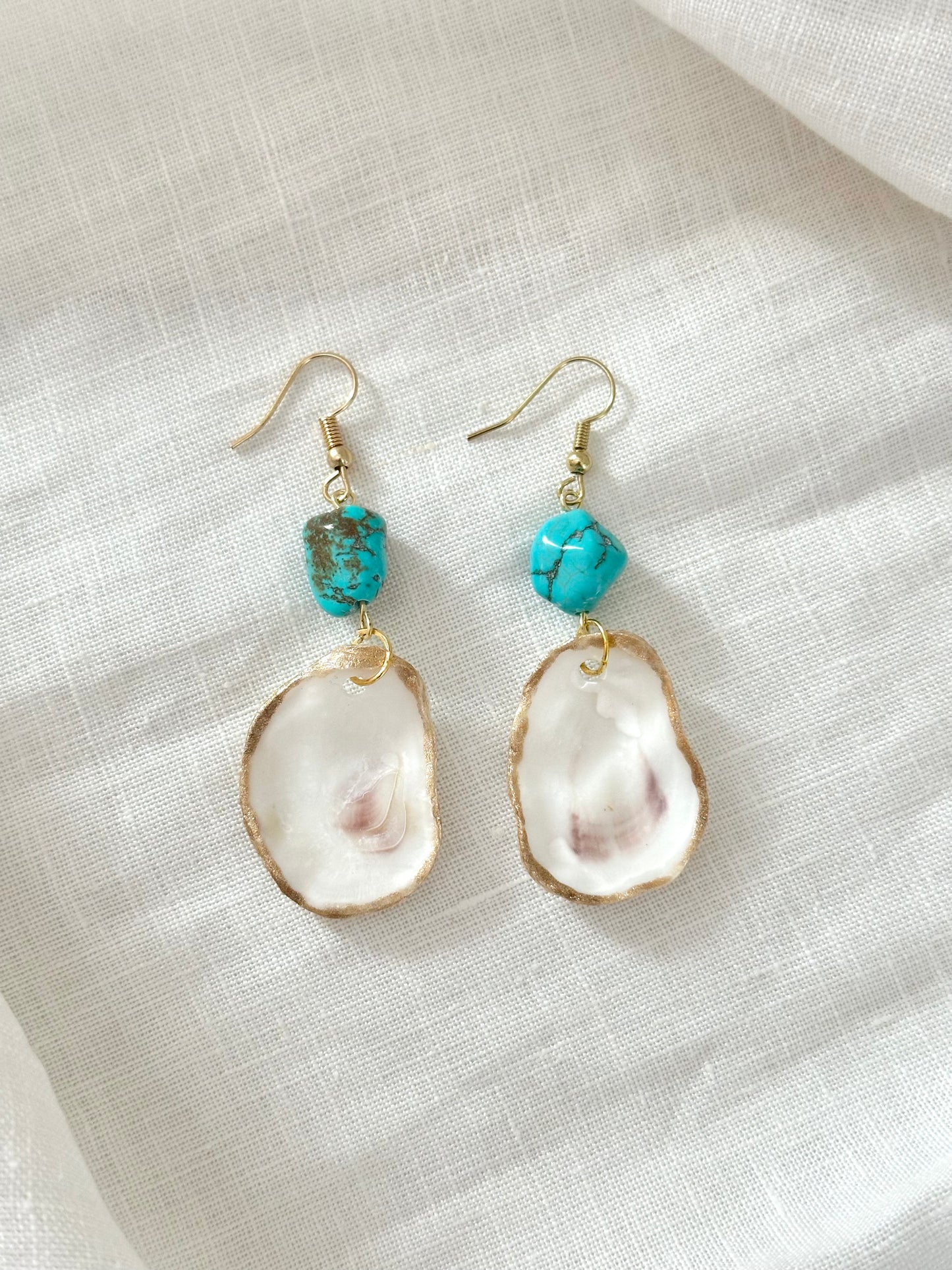 Turquoise Oyster Shell Earrings