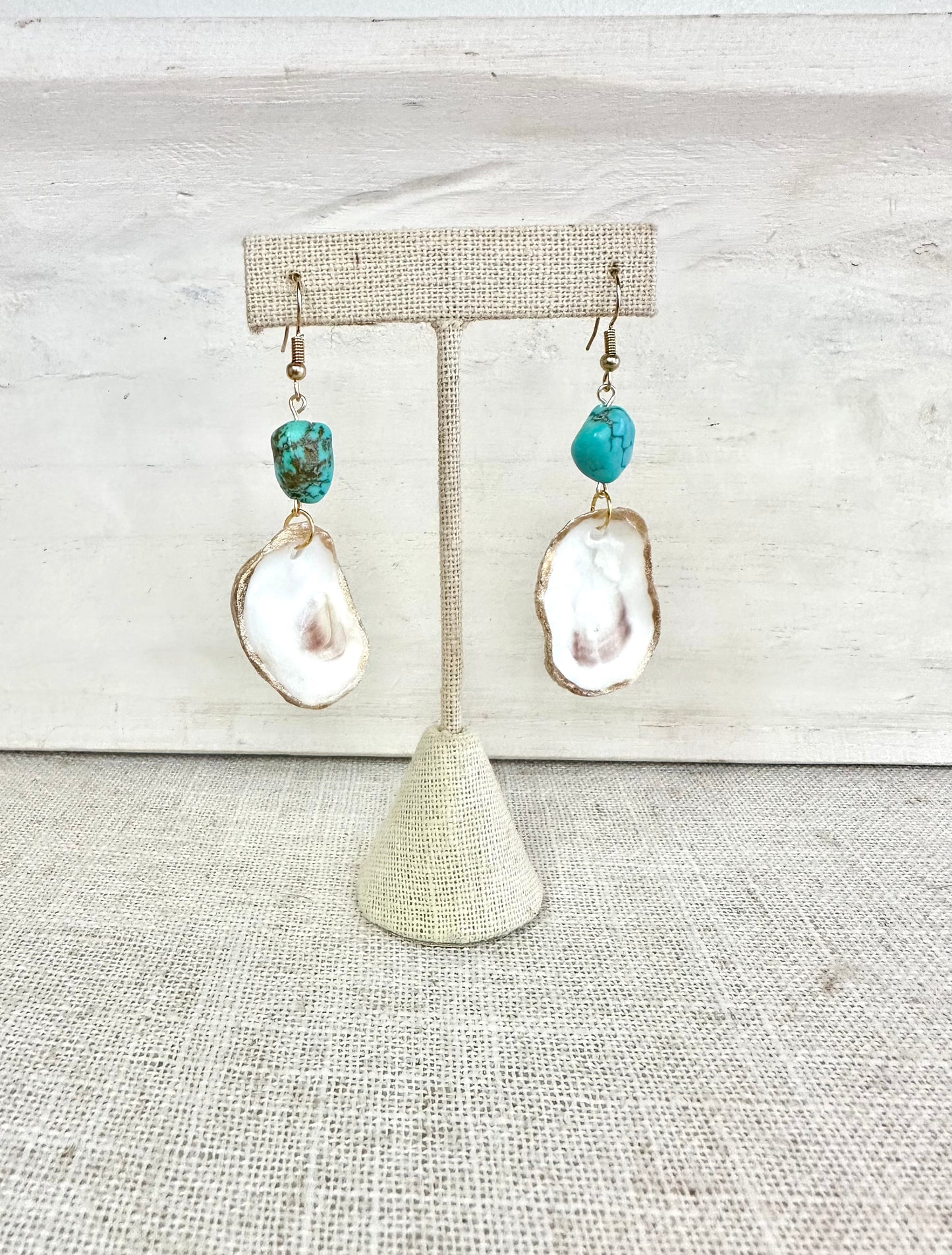 Turquoise Oyster Shell Earrings