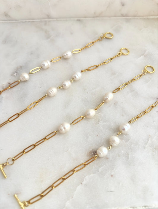 3 Pearl Toggle Bracelet Collection