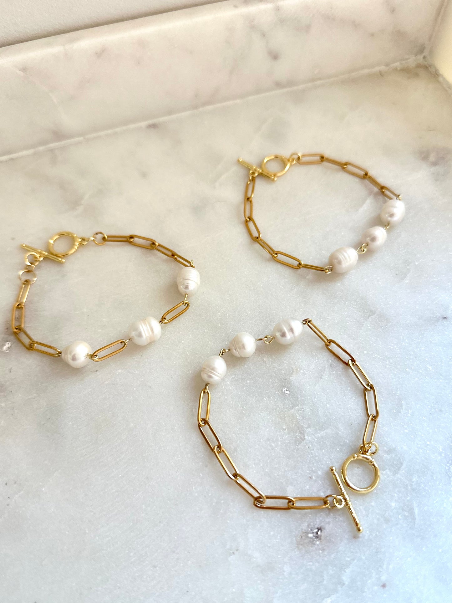 3 Pearl Toggle Bracelet Collection