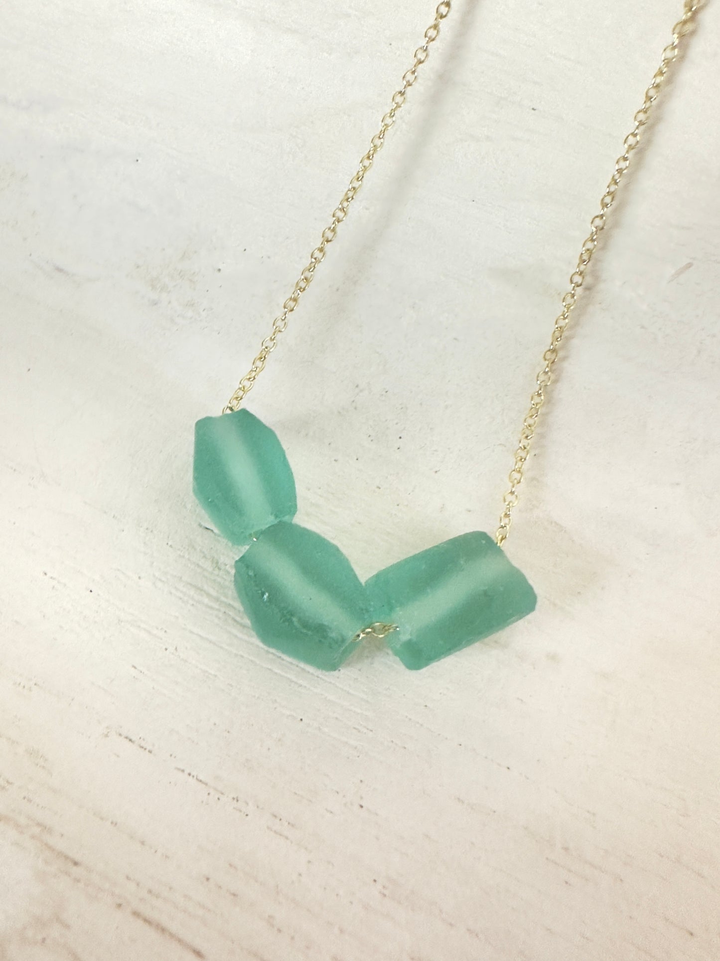 Hexagon Sea Glass Necklace | 2 colors