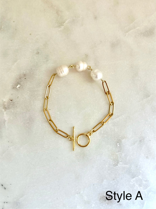 3 Pearl Toggle Bracelet