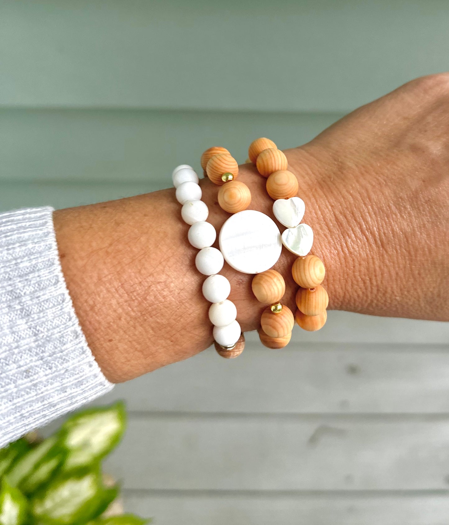 Sandalwood + Shell Bracelet Collection