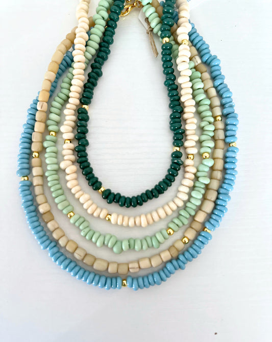 Java + Gold Accent Beaded Necklaces