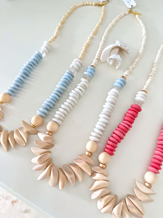Saltwater Long Beaded Statement Necklace