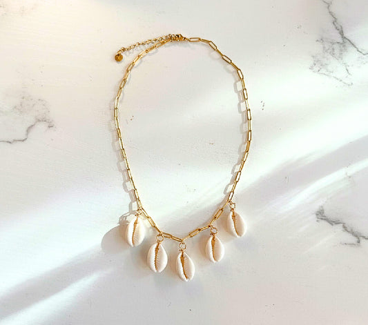 Five Tides Cowrie Necklace | Gold PVD Paperclip Chain